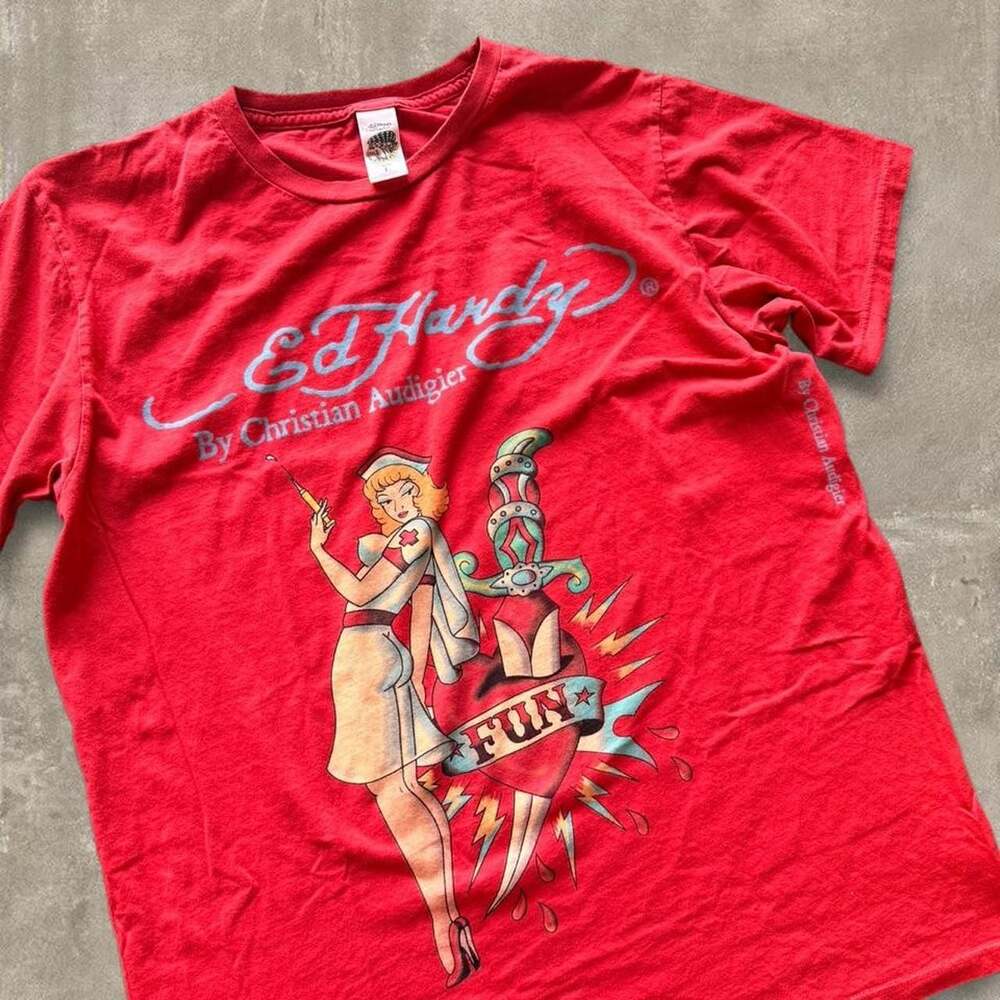 Ed Hardy By Christian Audigier Nurse Graphic T-Shirt
